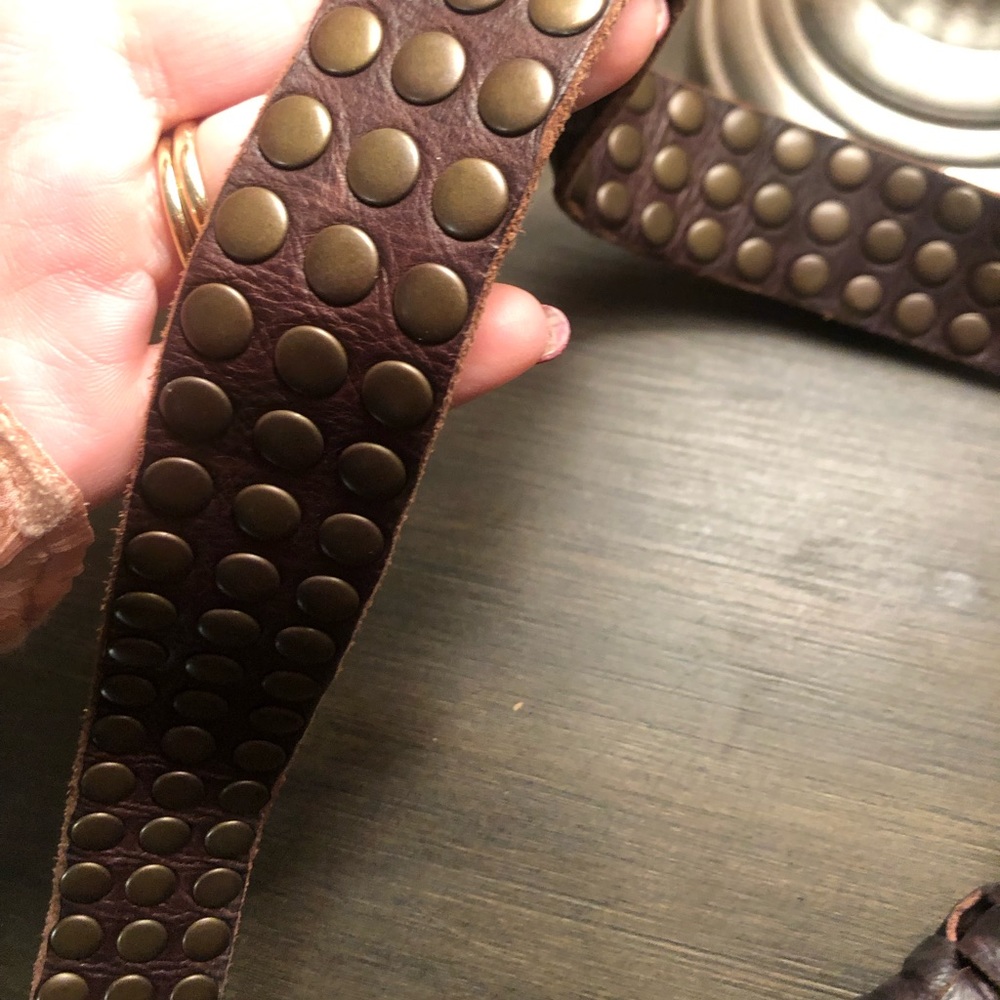 Frye Stacy Studded Leather Woven Shoulder Bag - Rare - Picture 12 of 15